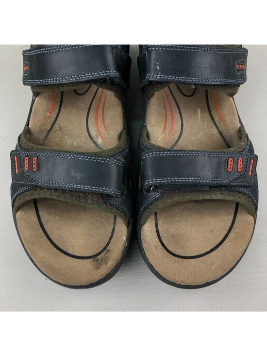 OrthoFeet Men\'s Size 10D Cambria Black Leather Open Toe Hook & Loop 561 Sandals main image 14
